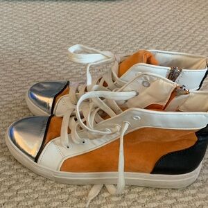 Steve Madden Orange and Silver High-Top Sneakers